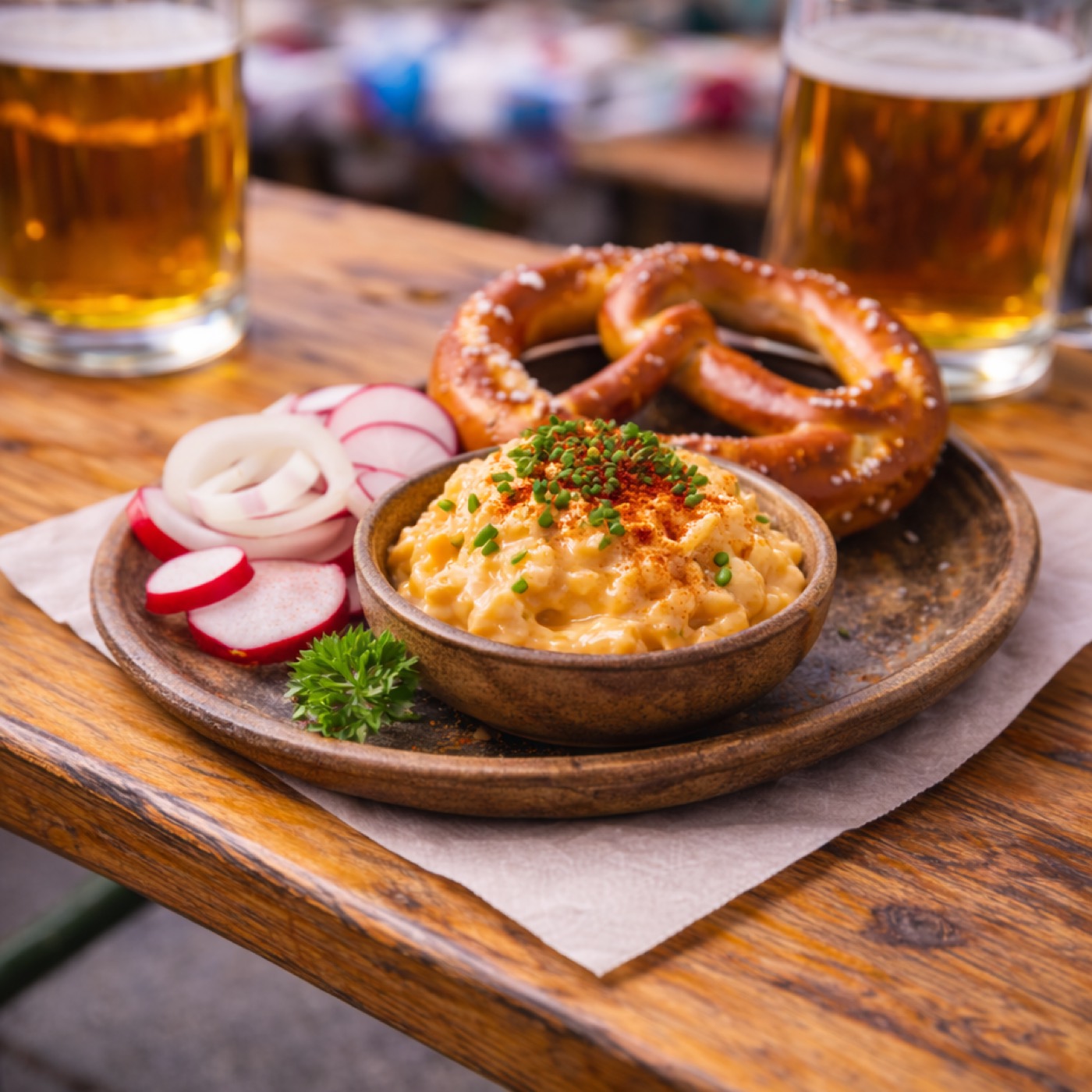 Obazda mit Radi und Brot