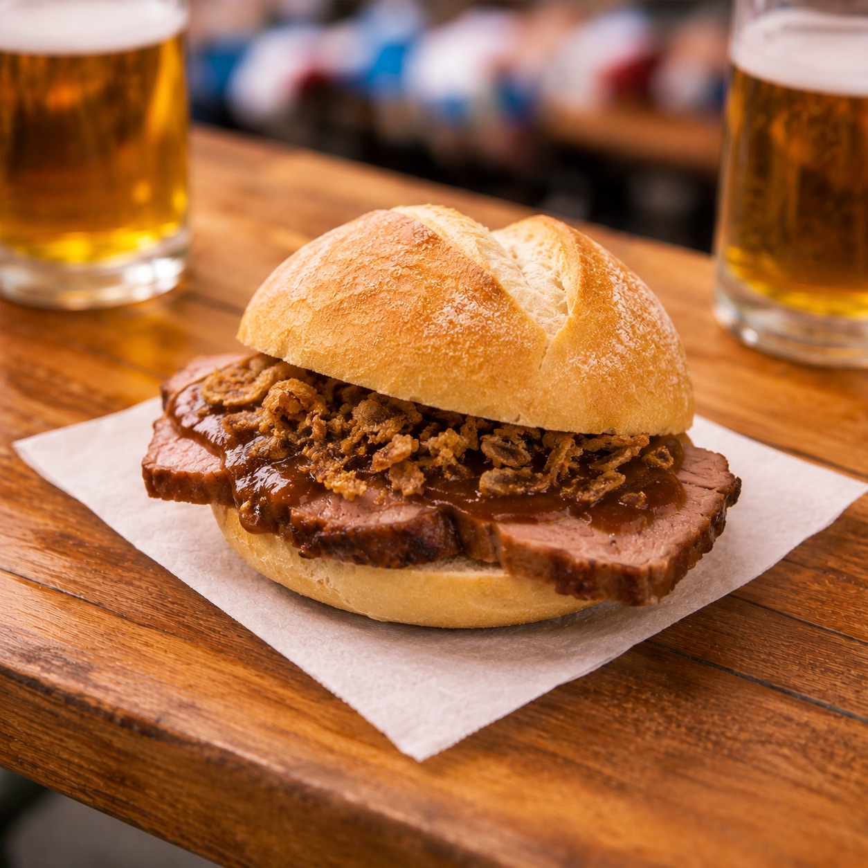 Burgunderbraten im Brötchen