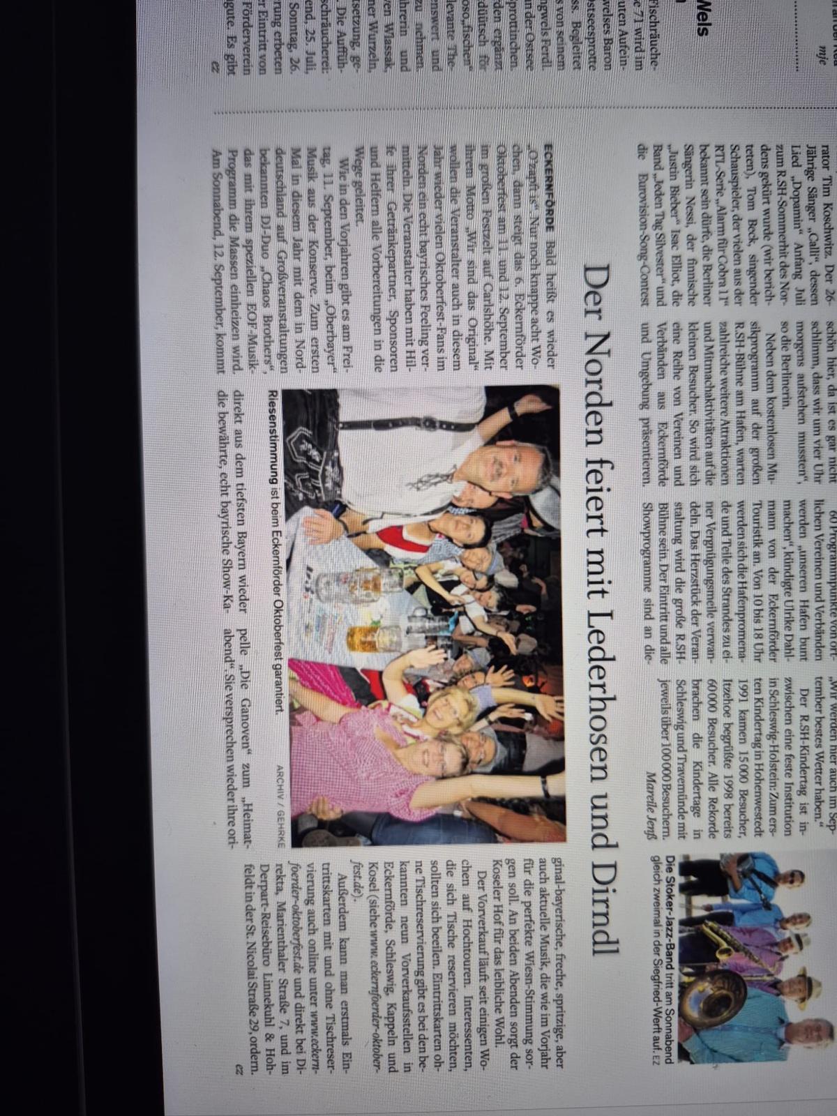 Zeitungsartikel zum Eckernf&ouml;rder Oktoberfest 2011